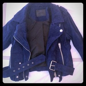 Blank NYC Suede Leather Cobalt Blue Jacket